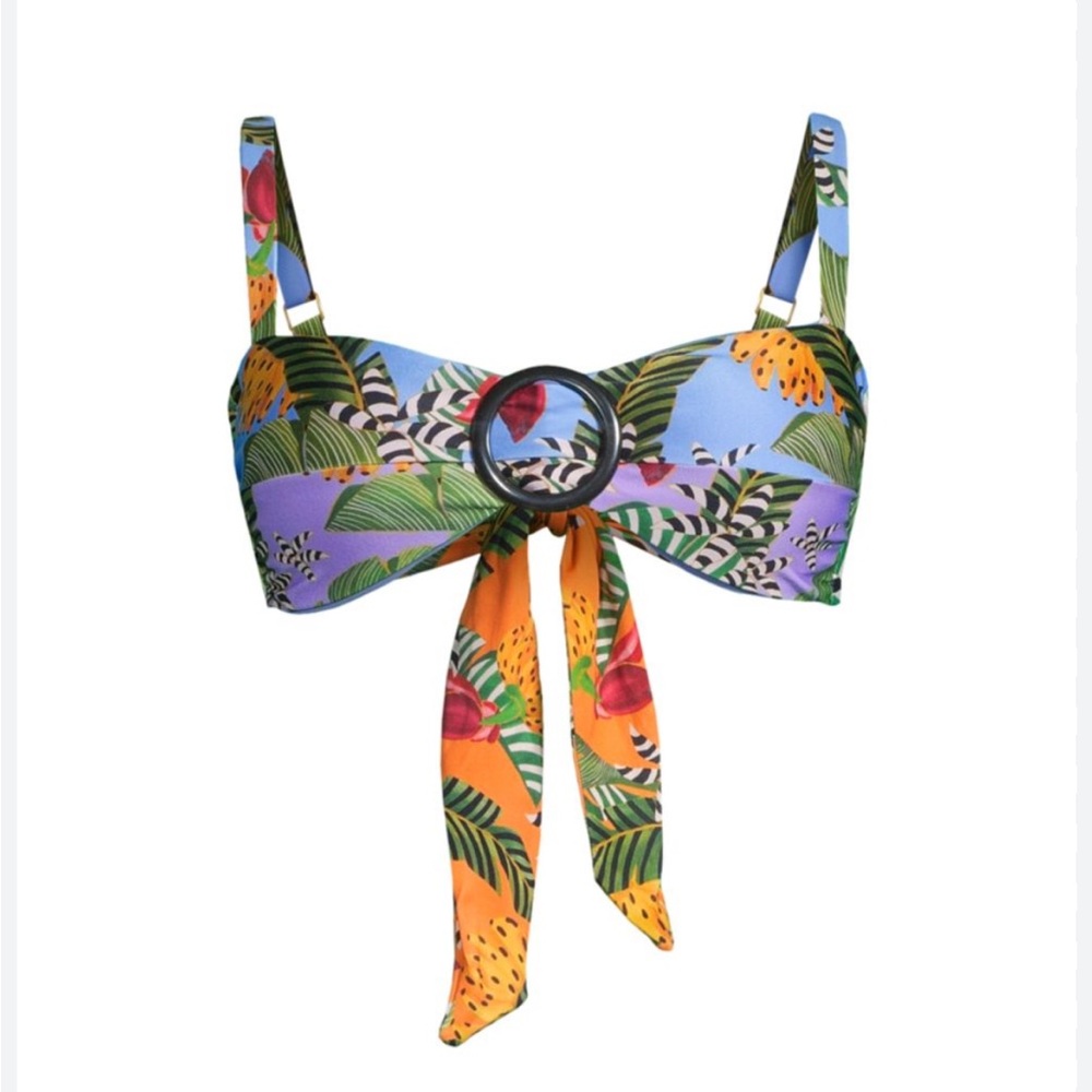 Farm Rio Women’s Banana Foliage Stripe Bikini Top